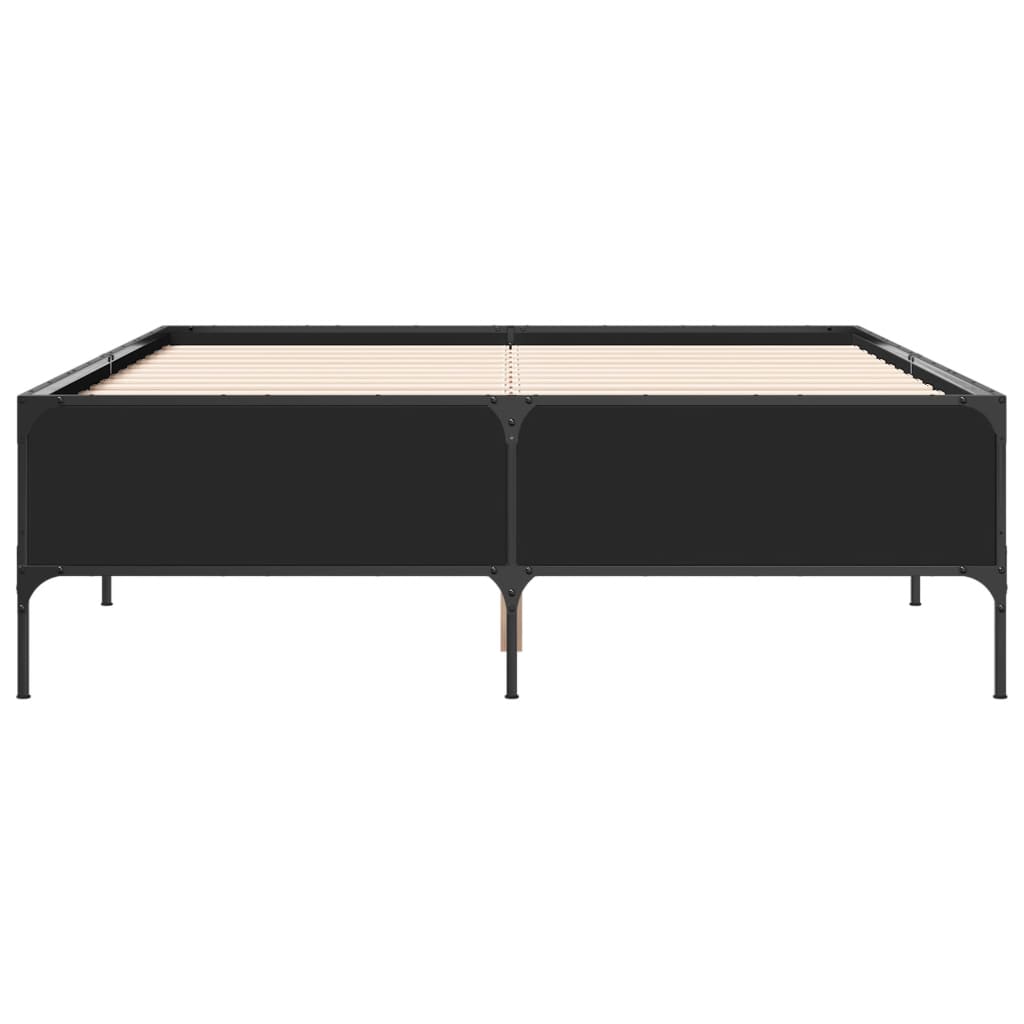 sengestel 120x190 cm konstrueret træ og metal sort