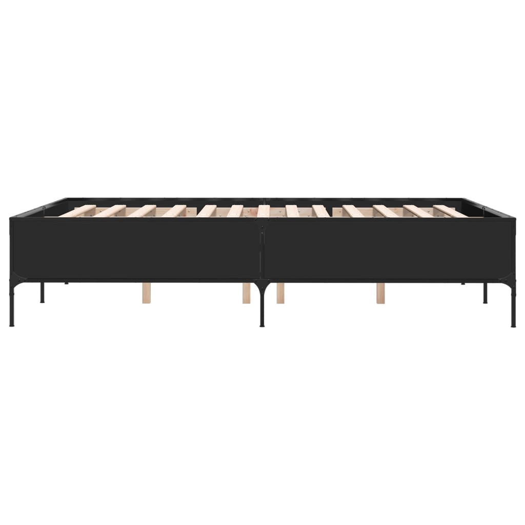 sengestel 120x190 cm konstrueret træ og metal sort