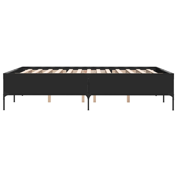 sengestel 120x190 cm konstrueret træ og metal sort