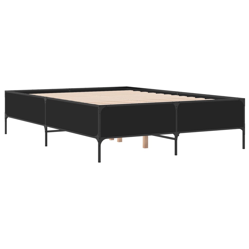sengestel 120x190 cm konstrueret træ og metal sort