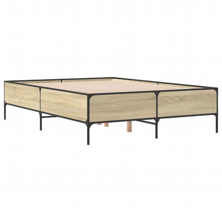 sengestel 120x190 cm konstrueret træ og metal sonoma-eg