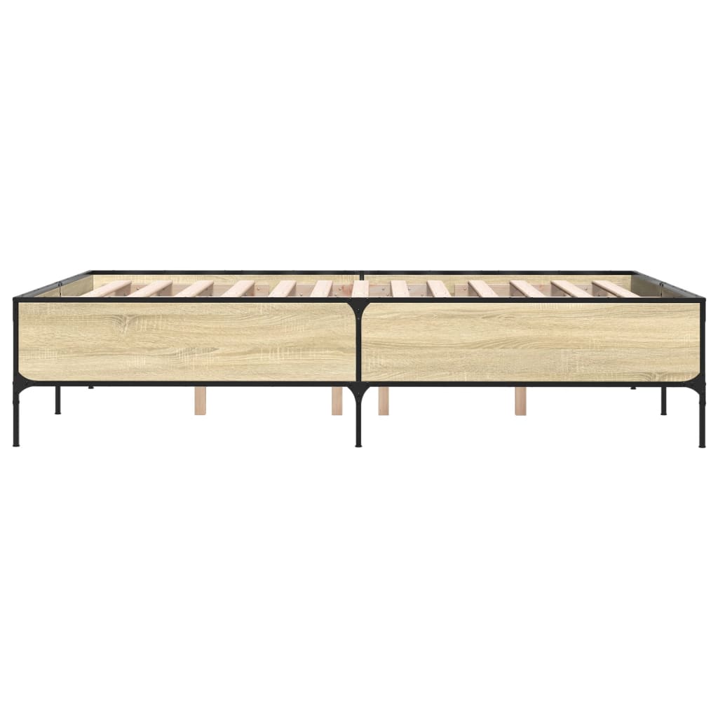 sengestel 120x190 cm konstrueret træ og metal sonoma-eg