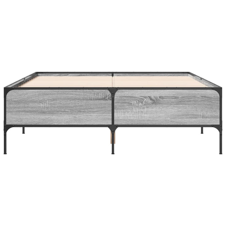 sengestel 120x190 cm konstrueret træ og metal grå sonoma-eg