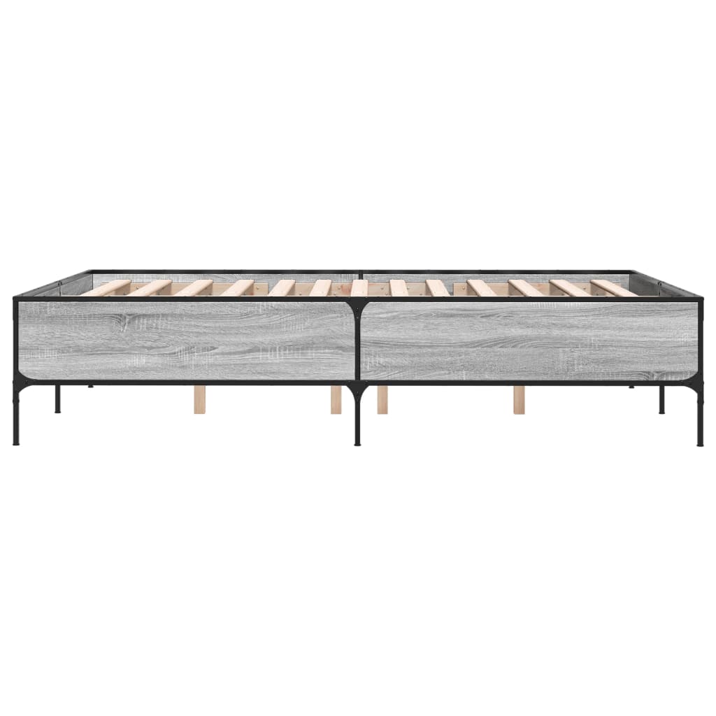 sengestel 120x190 cm konstrueret træ og metal grå sonoma-eg