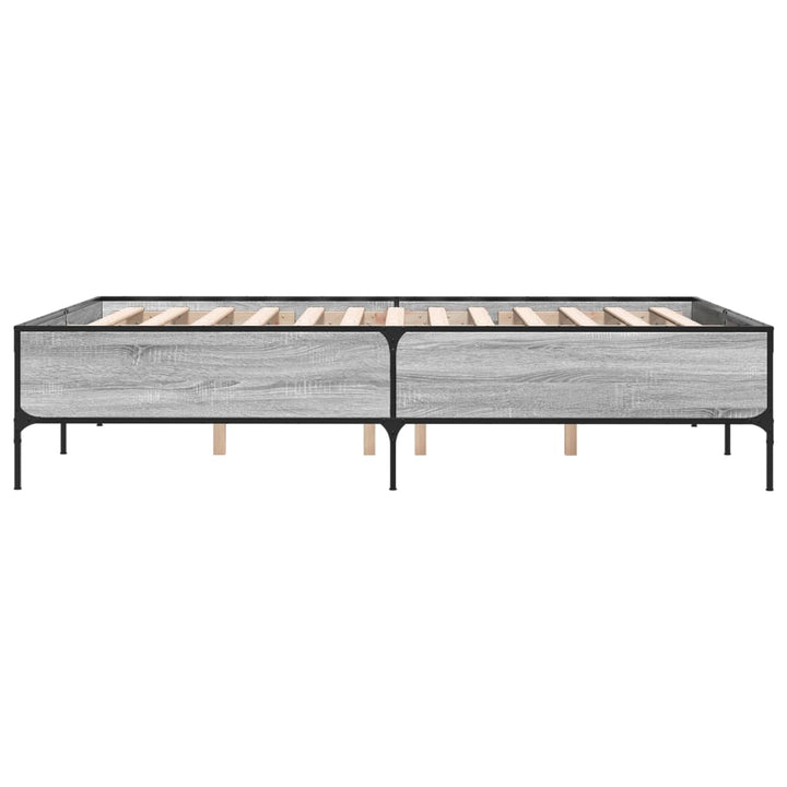 sengestel 120x190 cm konstrueret træ og metal grå sonoma-eg