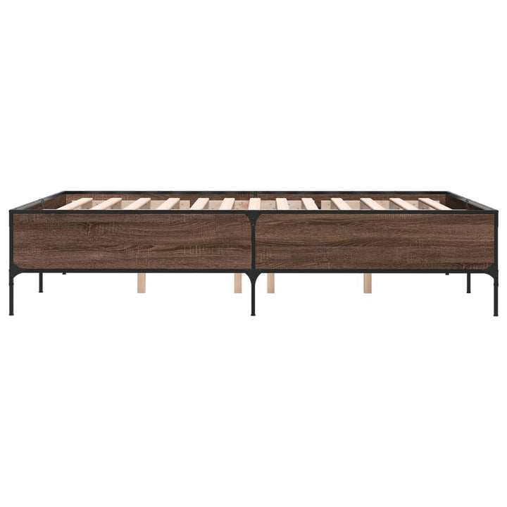 sengestel 120x190 cm konstrueret træ og metal brun egetræsfarve