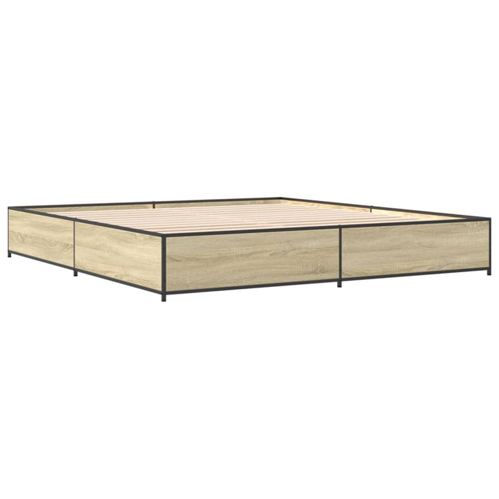 sengestel 200x200 cm konstrueret træ og metal sonoma-eg