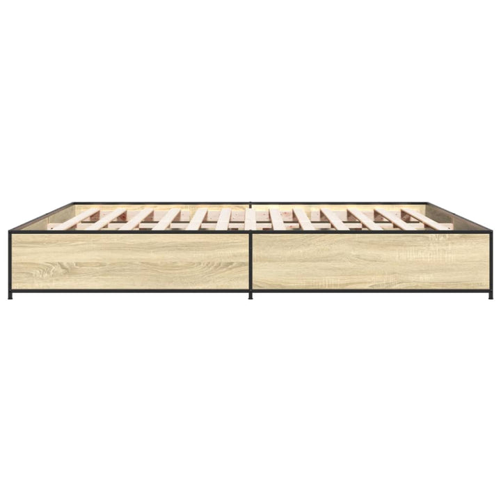 sengestel 200x200 cm konstrueret træ og metal sonoma-eg