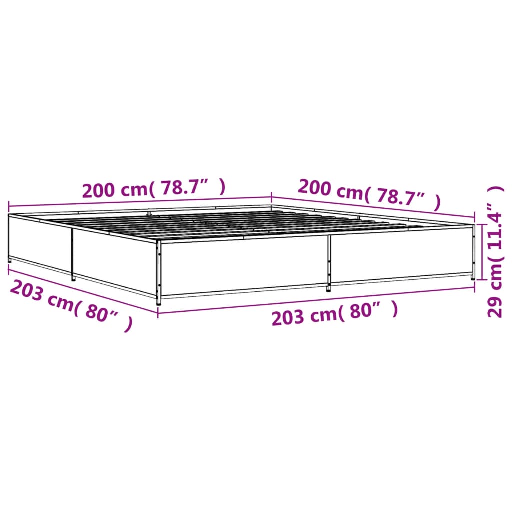 sengestel 200x200 cm konstrueret træ og metal sonoma-eg