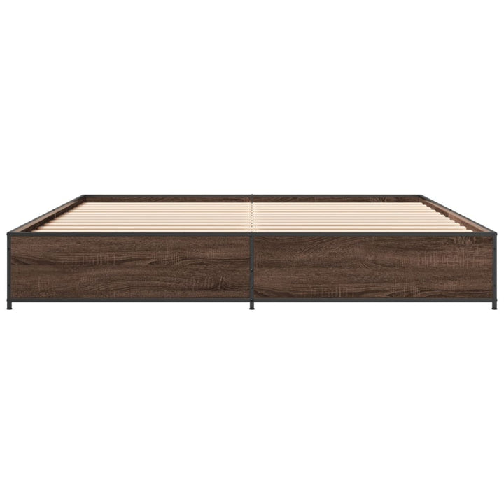 sengeramme 200x200 cm konstrueret træ og metal brun egetræ