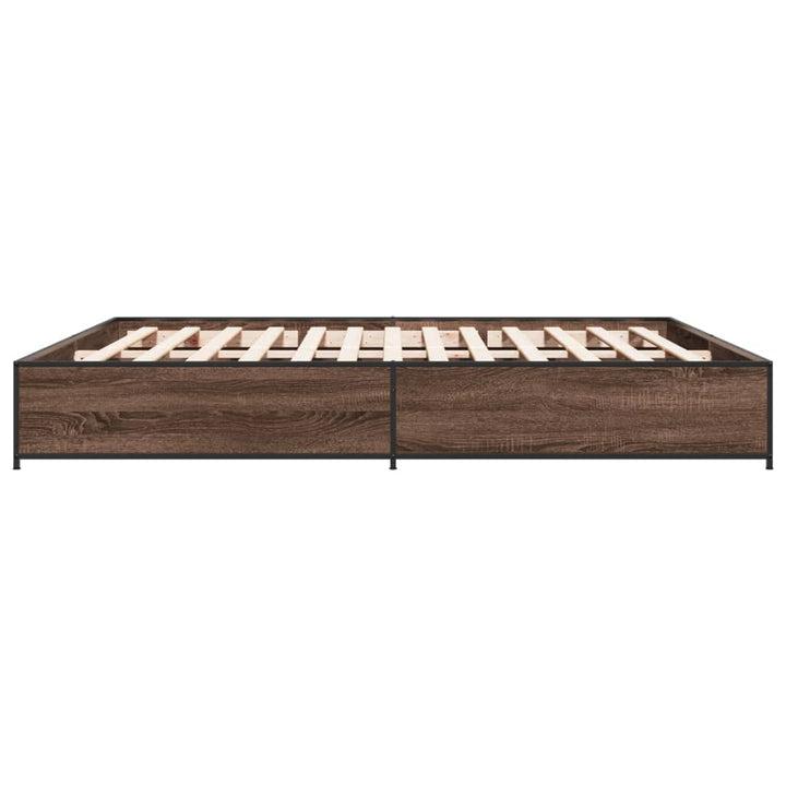 sengeramme 200x200 cm konstrueret træ og metal brun egetræ