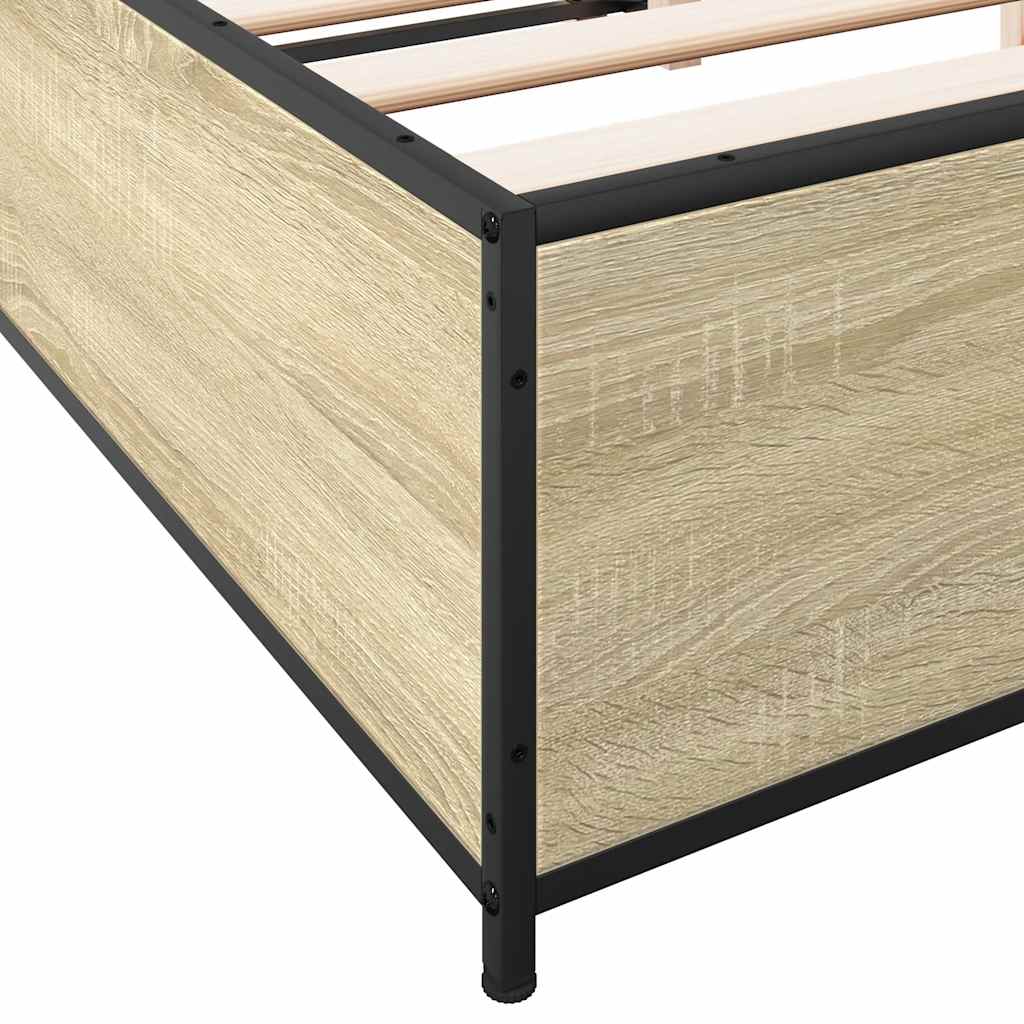 sengestel 150x200 cm konstrueret træ og metal sonoma-eg