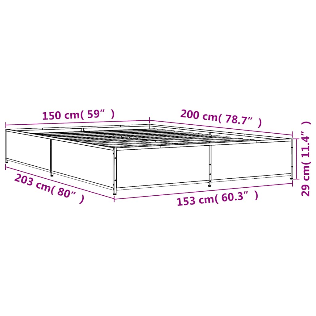 sengestel 150x200 cm konstrueret træ og metal sonoma-eg