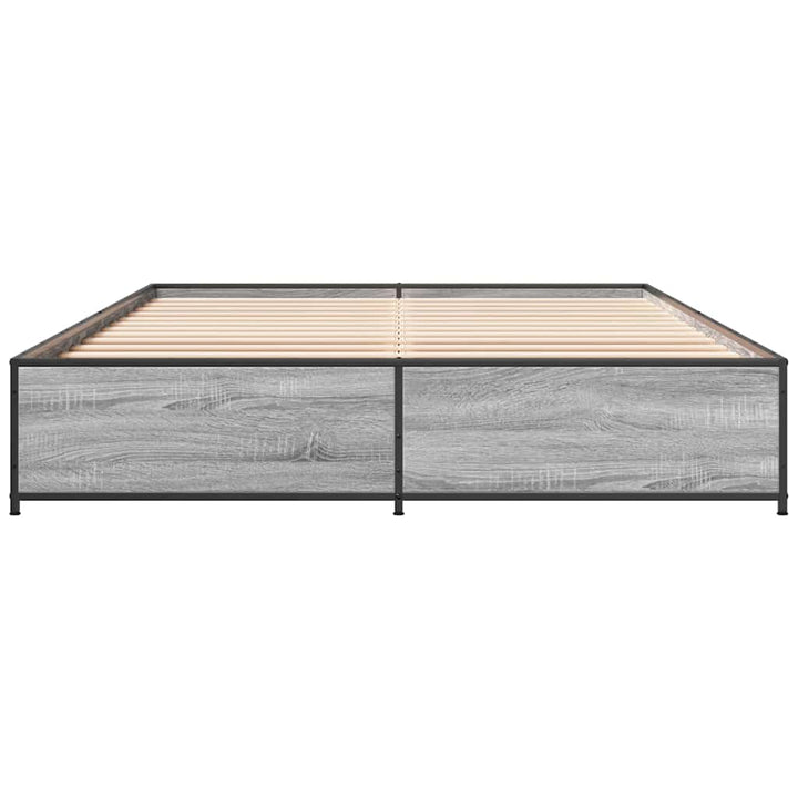 sengestel 150x200 cm konstrueret træ og metal grå sonoma-eg