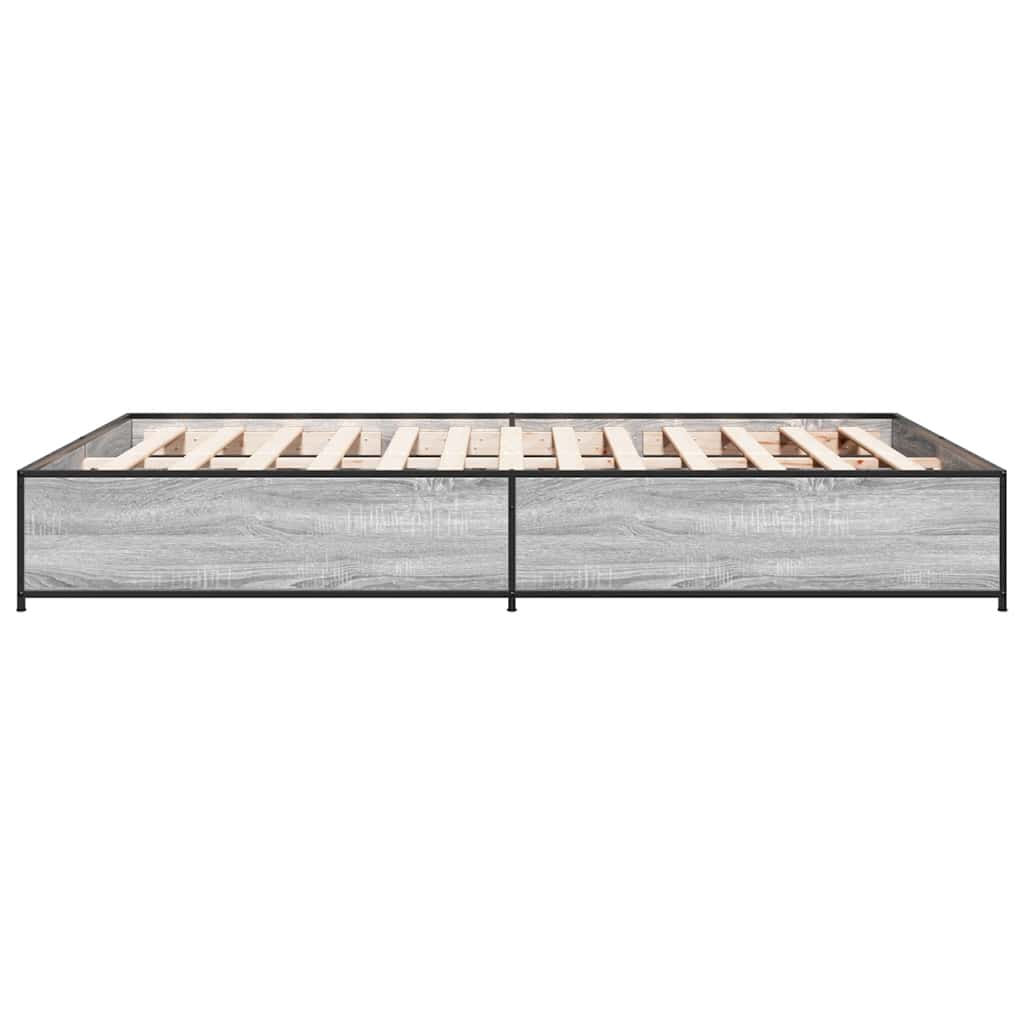 sengestel 150x200 cm konstrueret træ og metal grå sonoma-eg