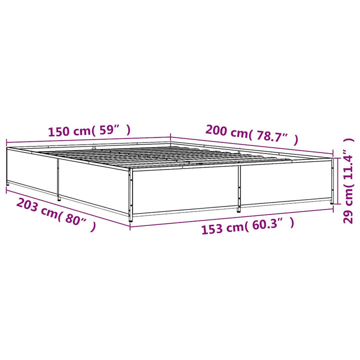 sengestel 150x200 cm konstrueret træ og metal grå sonoma-eg