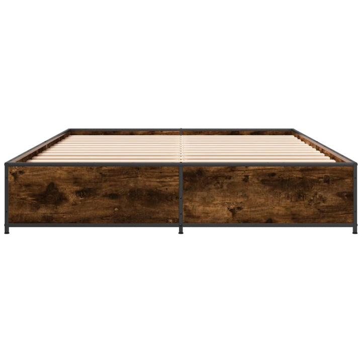 sengestel 140x200cm konstrueret træ og metal røget egetræsfarve