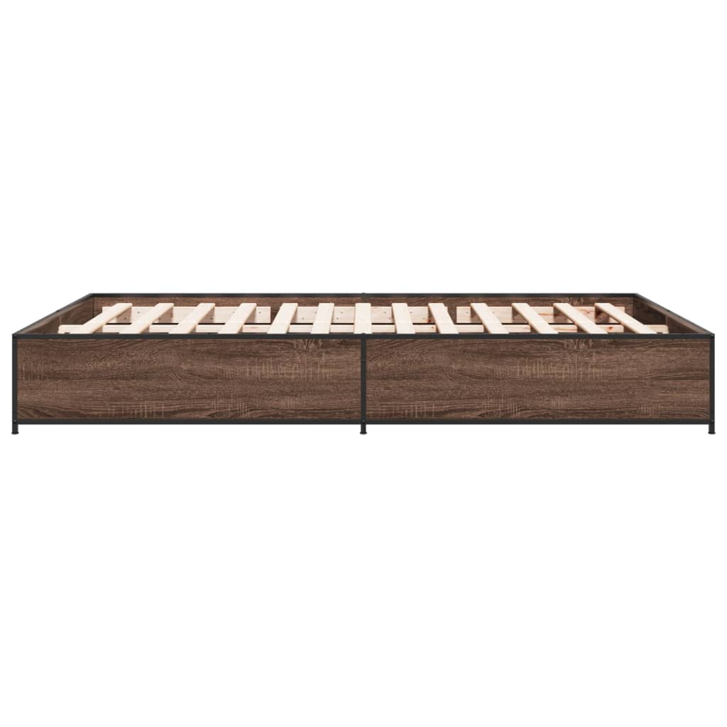 sengestel 140x200 cm konstrueret træ og metal brun egetræ
