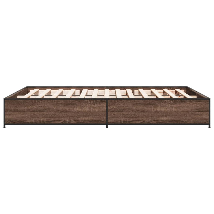 sengestel 140x200 cm konstrueret træ og metal brun egetræ