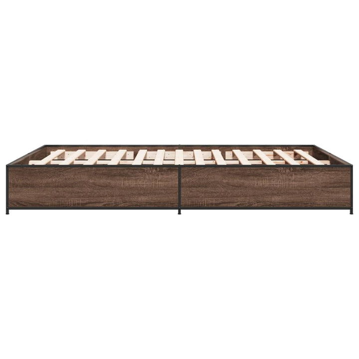 sengestel 140x190 cm konstrueret træ og metal brun egetræsfarve