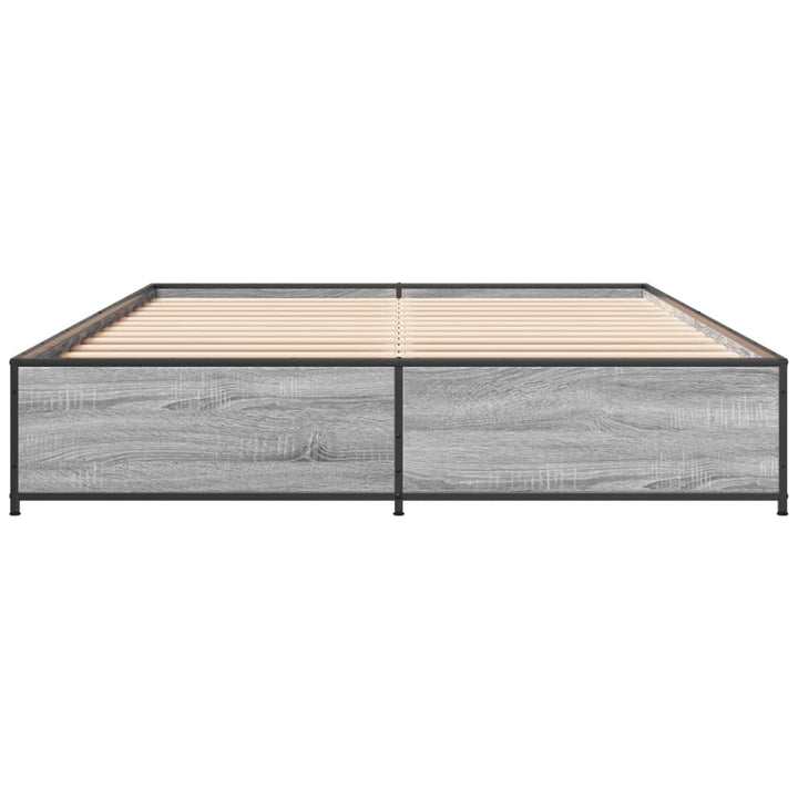 sengestel 135x190 cm konstrueret træ og metal grå sonoma-eg