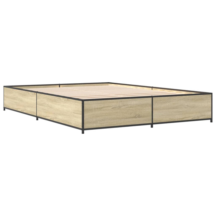 sengestel 120x190 cm konstrueret træ og metal sonoma-eg