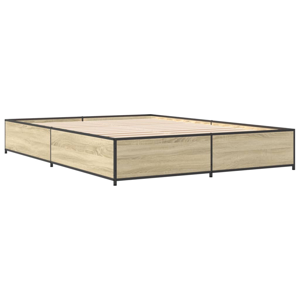 sengestel 120x190 cm konstrueret træ og metal sonoma-eg