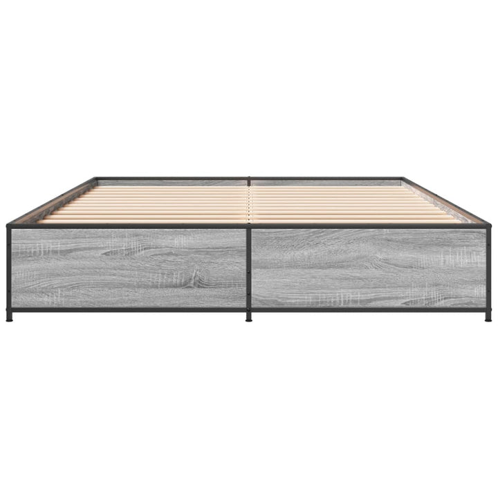 sengestel 120x190 cm konstrueret træ og metal grå sonoma-eg