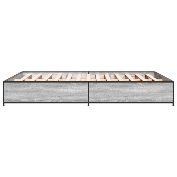 sengestel 120x190 cm konstrueret træ og metal grå sonoma-eg