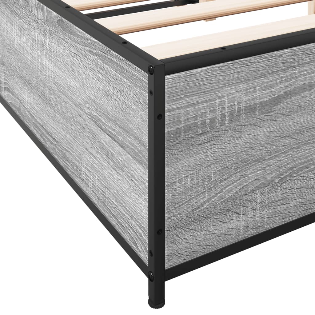 sengestel 120x190 cm konstrueret træ og metal grå sonoma-eg