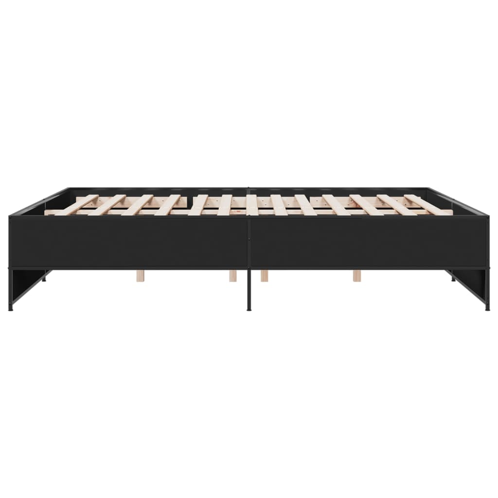 sengestel 200x200 cm konstrueret træ og metal sort