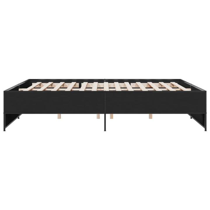 sengestel 200x200 cm konstrueret træ og metal sort