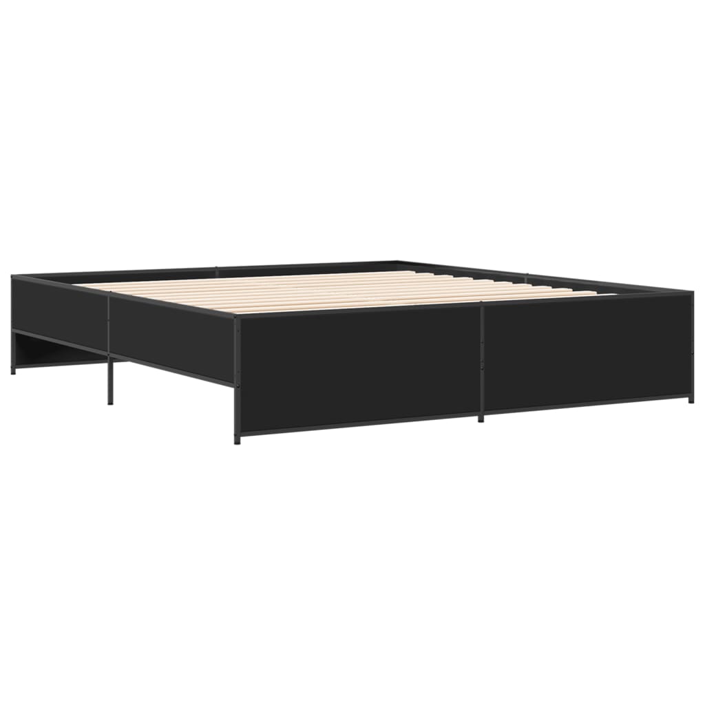 sengestel 200x200 cm konstrueret træ og metal sort