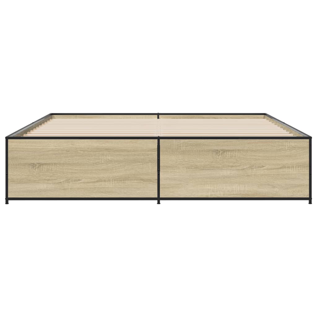 sengestel 200x200 cm konstrueret træ og metal sonoma-eg
