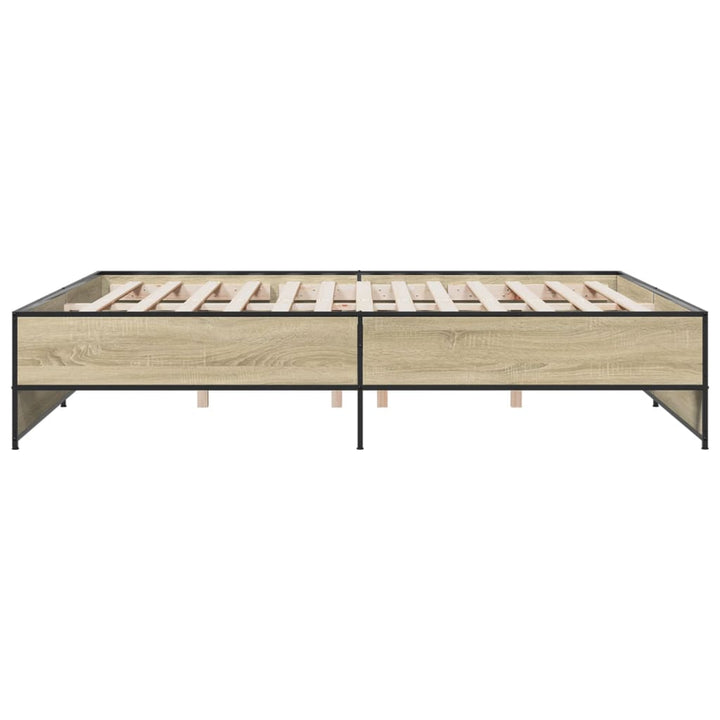 sengestel 200x200 cm konstrueret træ og metal sonoma-eg