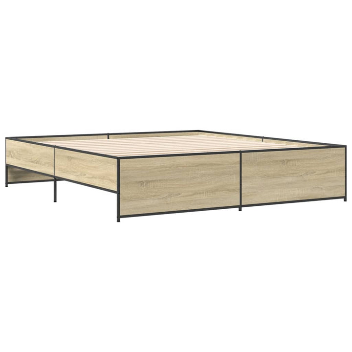 sengestel 200x200 cm konstrueret træ og metal sonoma-eg