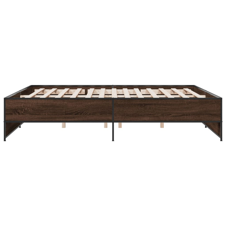 sengeramme 200x200 cm konstrueret træ og metal brun egetræ