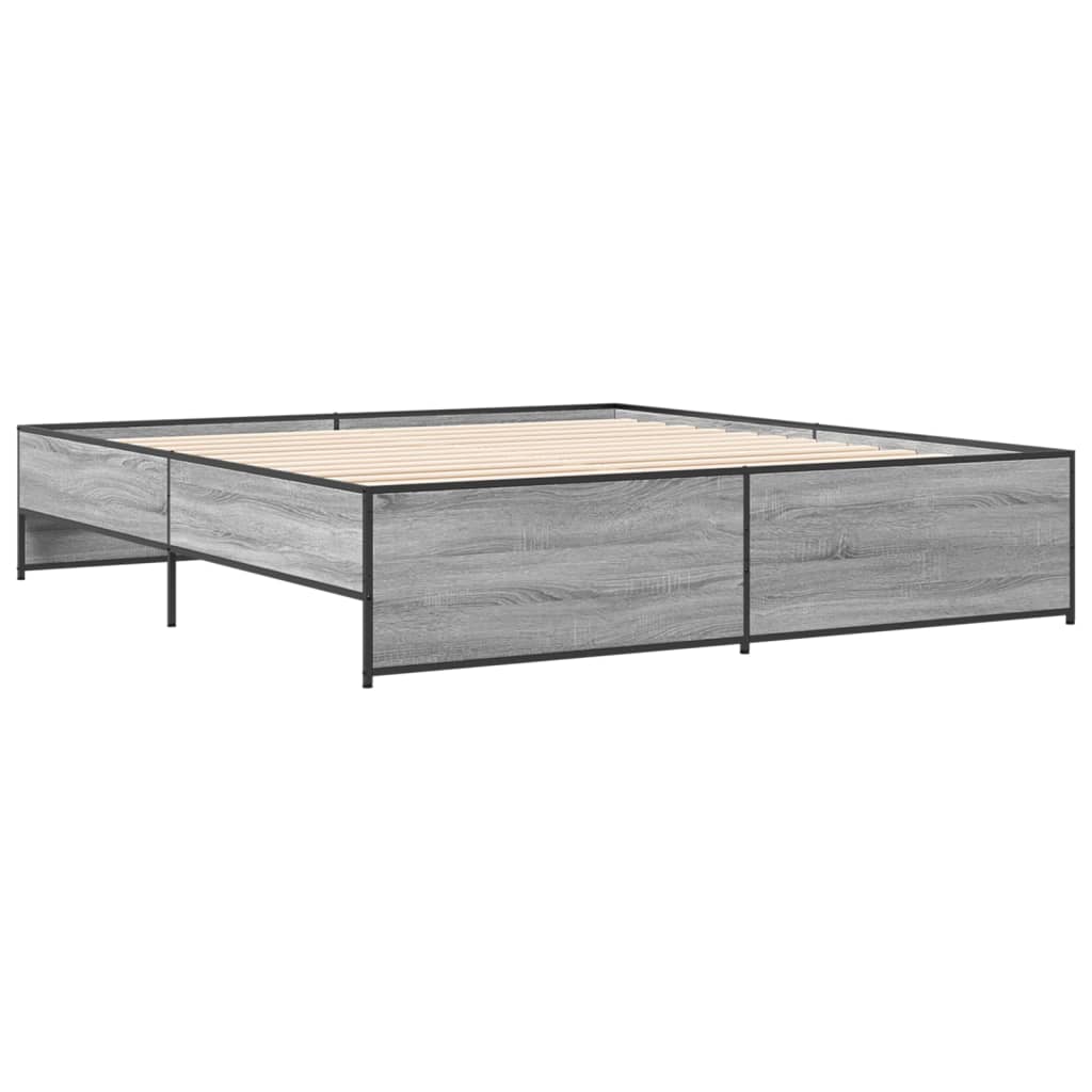 sengestel 180x200 cm konstrueret træ og metal grå sonoma-eg
