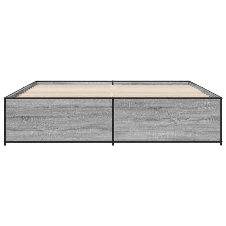 sengestel 180x200 cm konstrueret træ og metal grå sonoma-eg