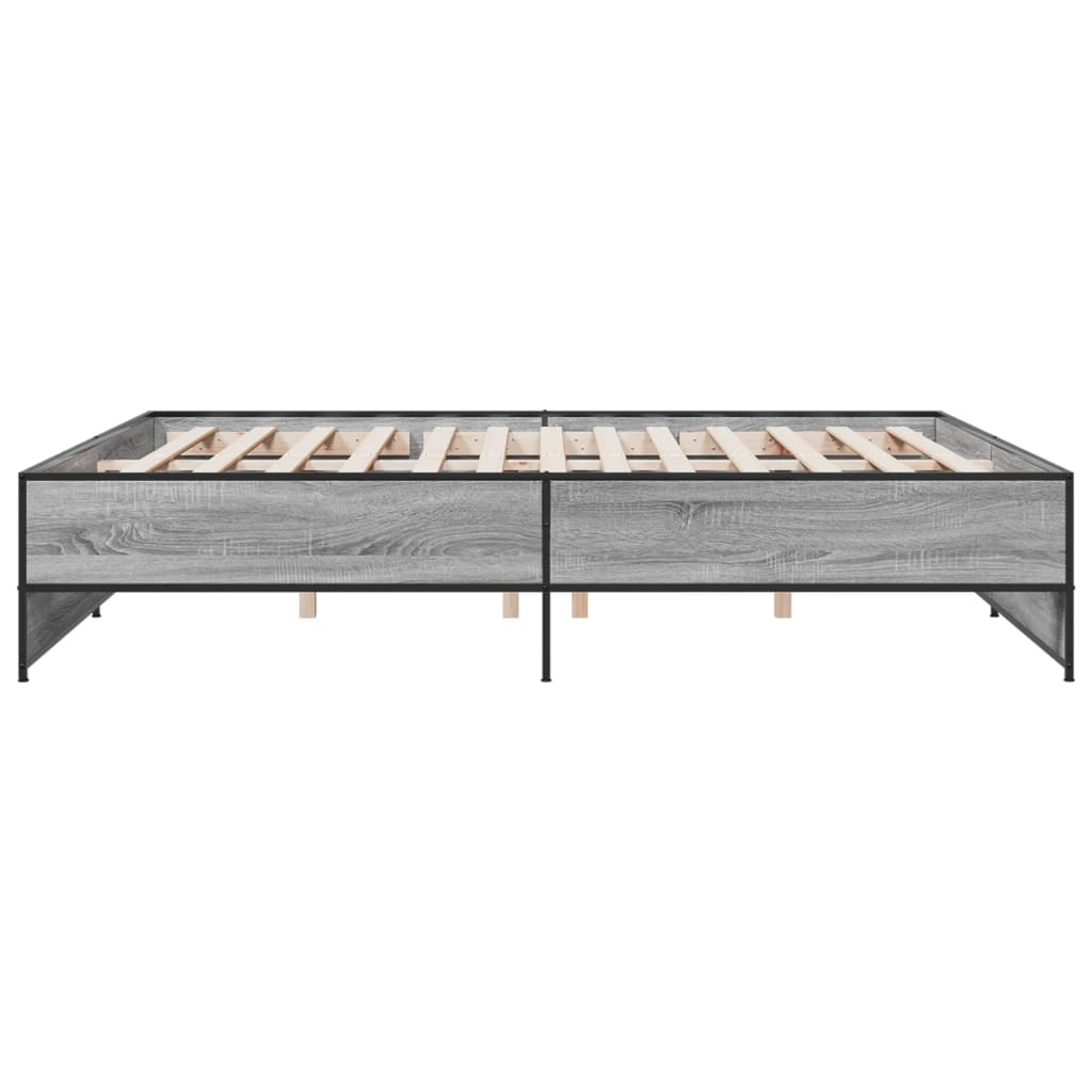 sengestel 180x200 cm konstrueret træ og metal grå sonoma-eg