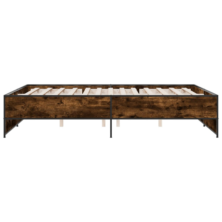 sengestel 160x200cm konstrueret træ og metal røget egetræsfarve