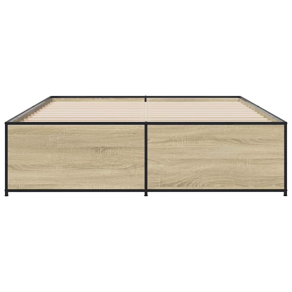 sengestel 150x200 cm konstrueret træ og metal sonoma-eg