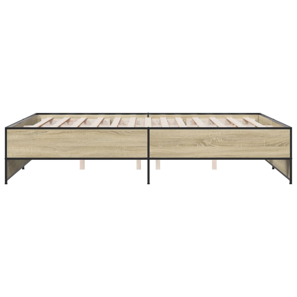 sengestel 150x200 cm konstrueret træ og metal sonoma-eg
