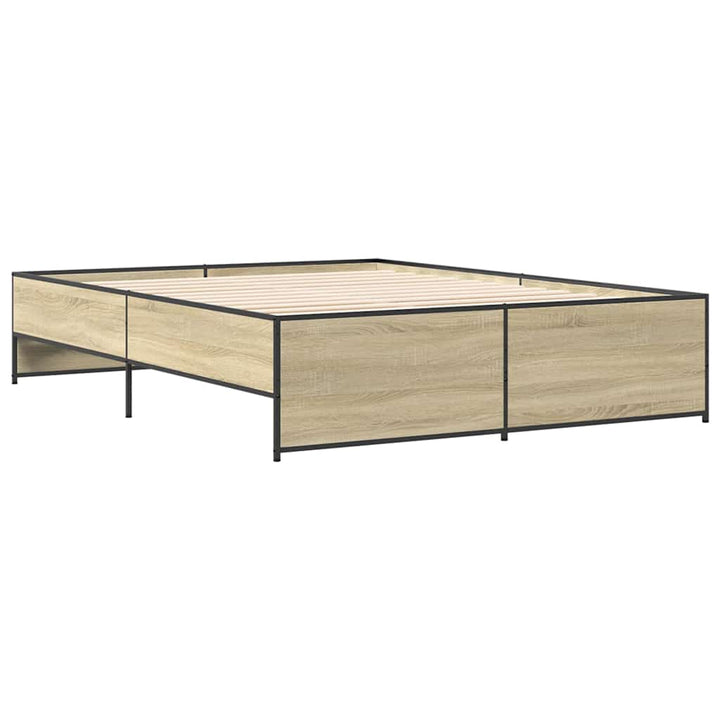 sengestel 150x200 cm konstrueret træ og metal sonoma-eg