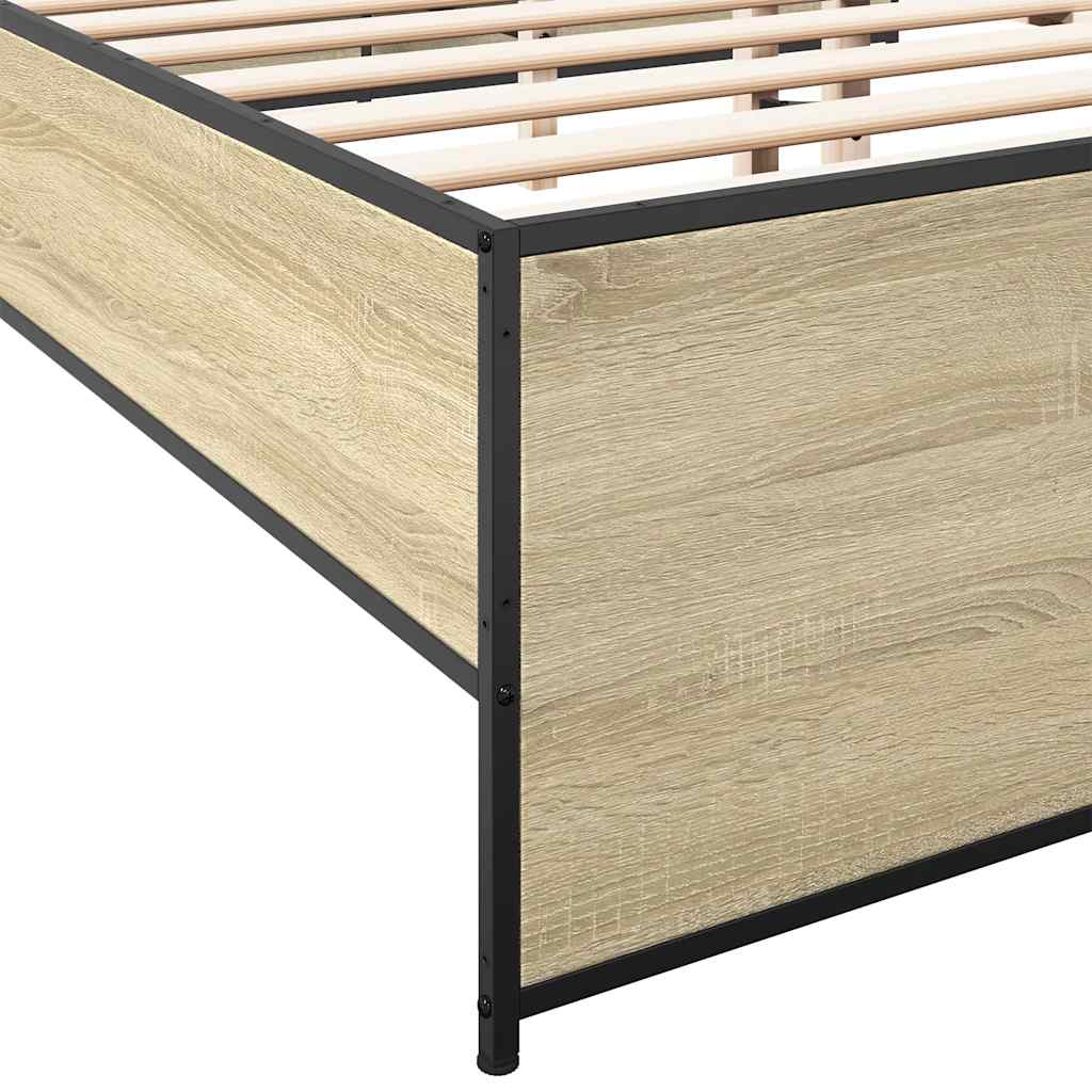 sengestel 150x200 cm konstrueret træ og metal sonoma-eg