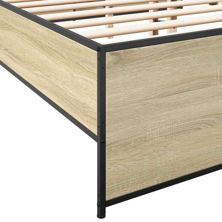 sengestel 150x200 cm konstrueret træ og metal sonoma-eg