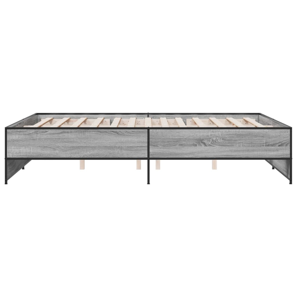 sengestel 150x200 cm konstrueret træ og metal grå sonoma-eg