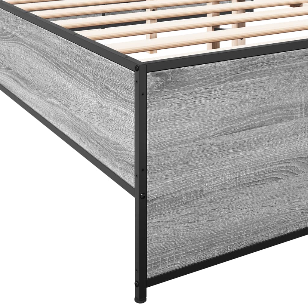 sengestel 150x200 cm konstrueret træ og metal grå sonoma-eg
