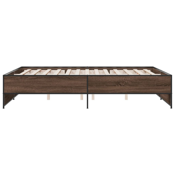 sengestel 150x200 cm konstrueret træ og metal brun egetræ