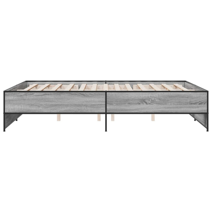 sengestel 140x200 cm konstrueret træ og metal grå sonoma-eg